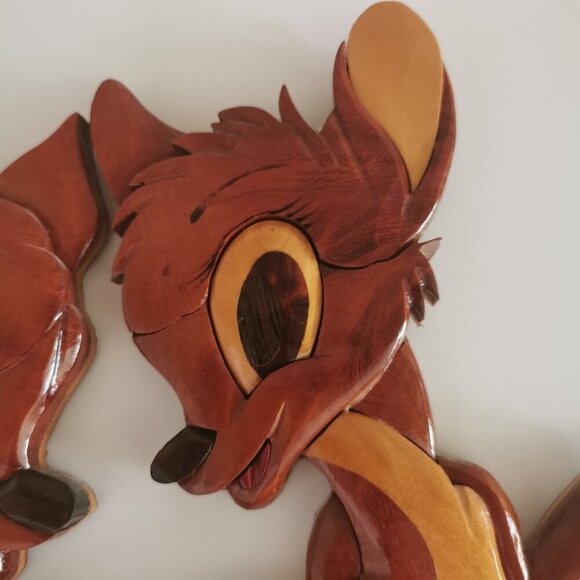 Vintage Disney Bambi Intarsia Wood Wall Hanging Handcrafted Faline Deer 12" H - Picture 4 of 12